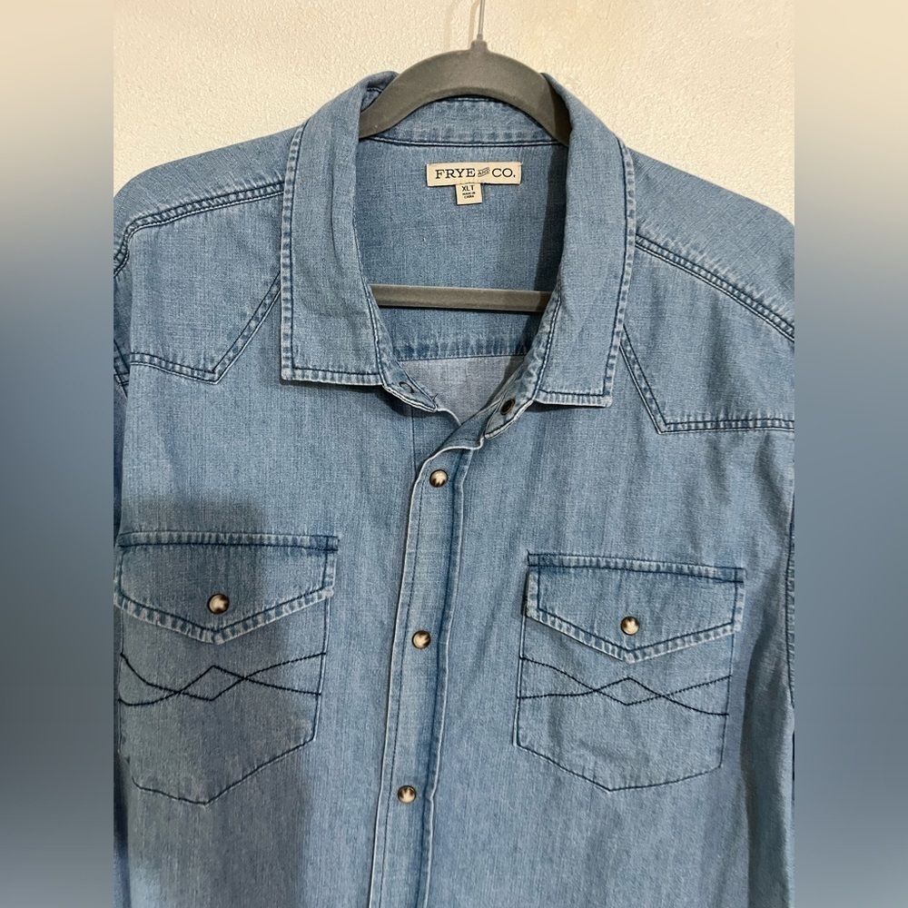 FRYE XLT chambray denim button-down, long sleeve … - image 2